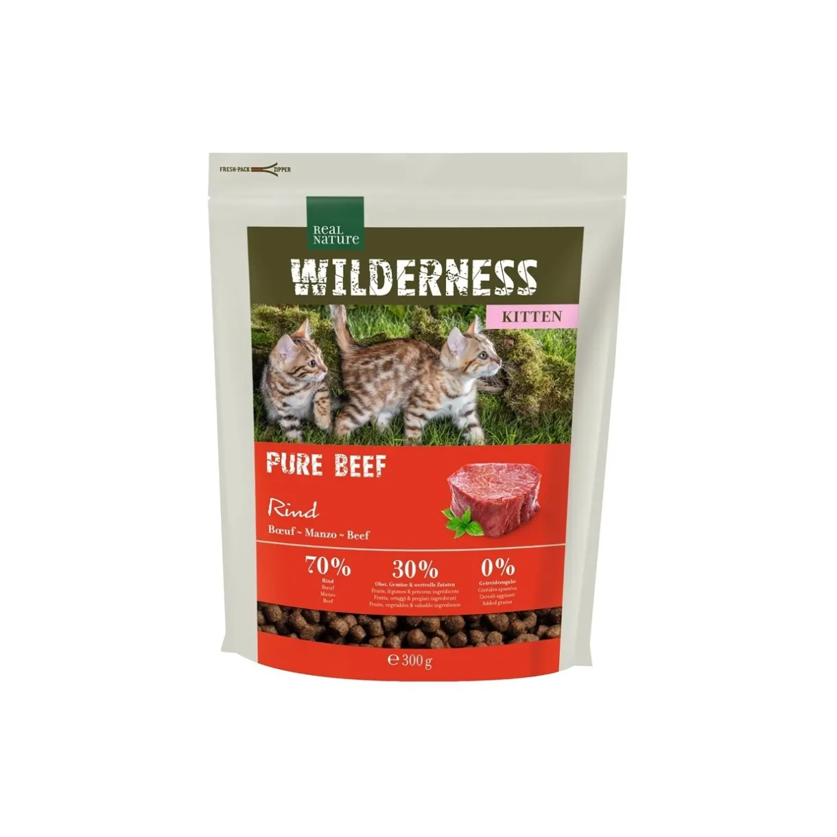 REAL NATURE Croquettes Pour Chat|Nourriture^WILDERNESS Pure Beef Kitten 300 g