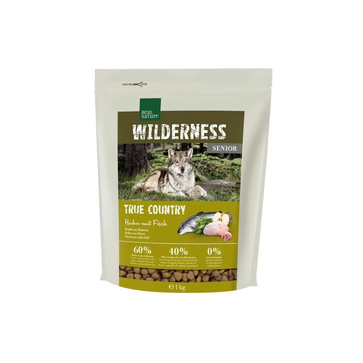 REAL NATURE Croquettes^WILDERNESS Senior True Country Poulet au poisson 1 kg