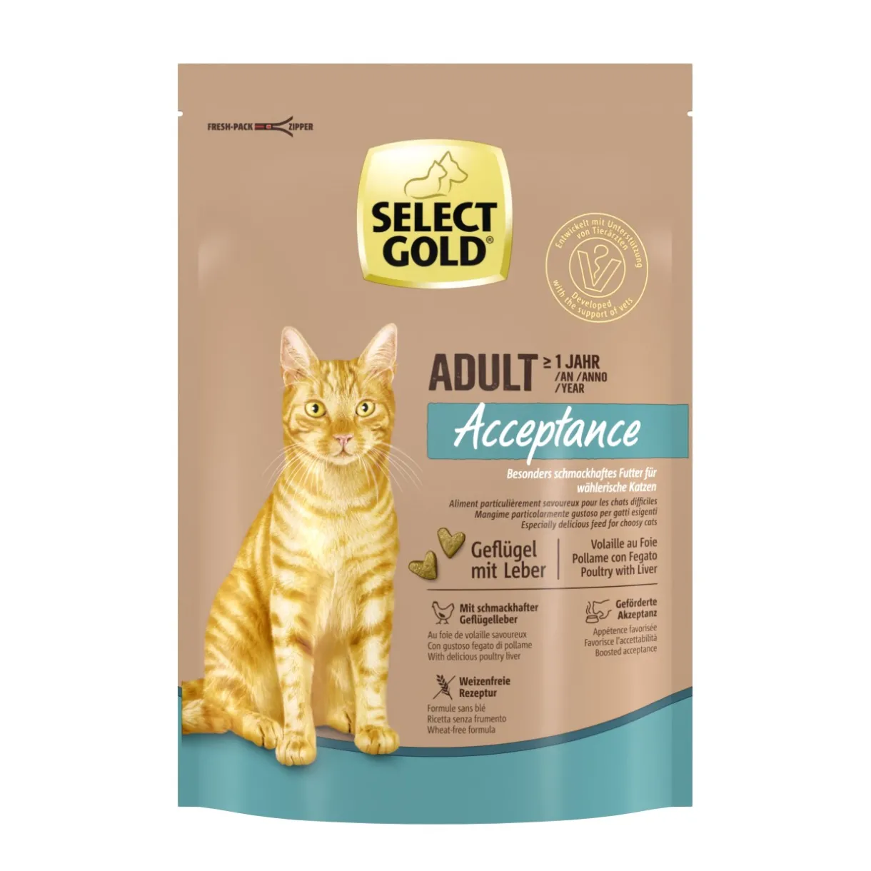 SELECT GOLD Croquettes Pour Chat^Acceptance Adult Volaille et foie 300 g