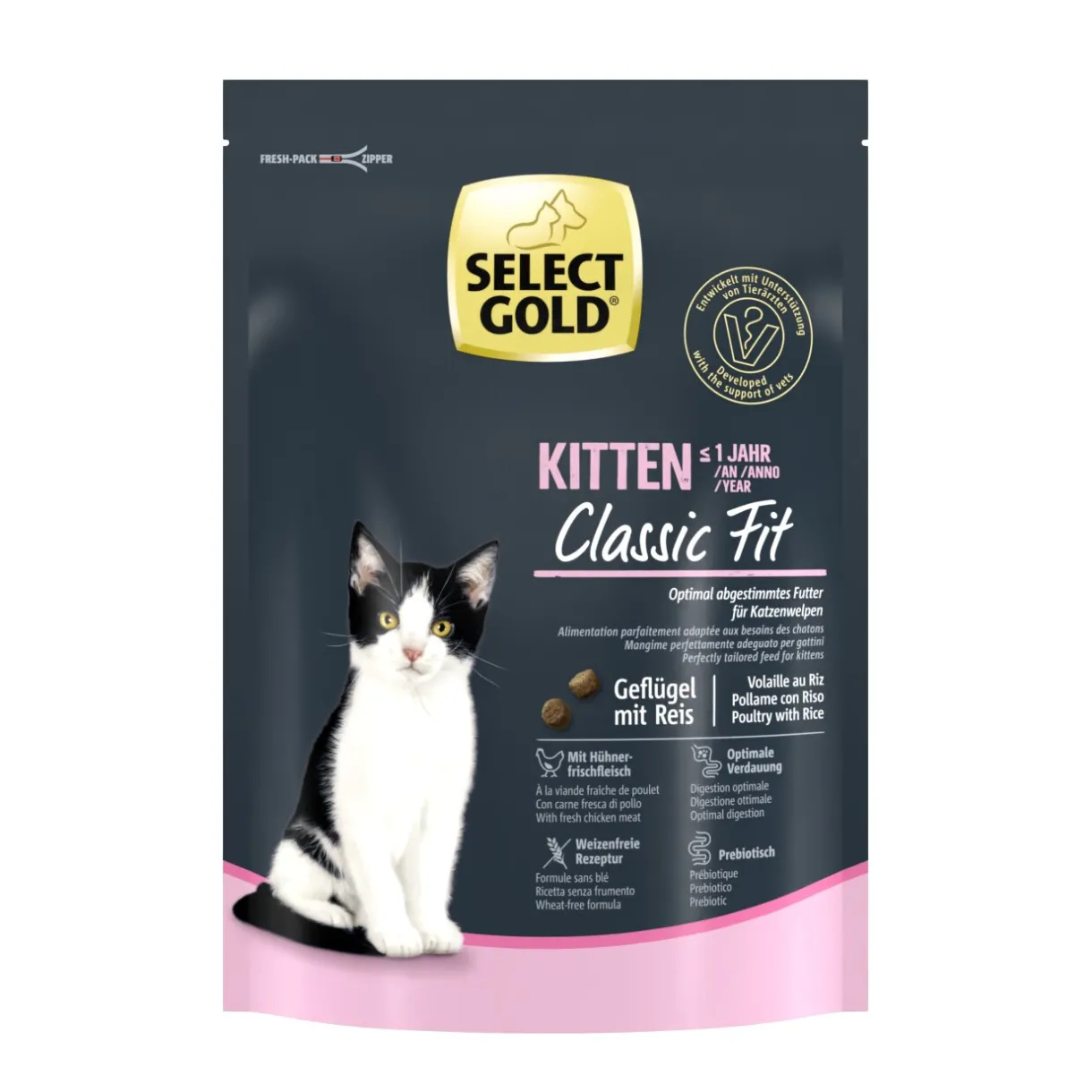 SELECT GOLD Croquettes Pour Chat|Nourriture^Kitten Volaille & riz 300 g