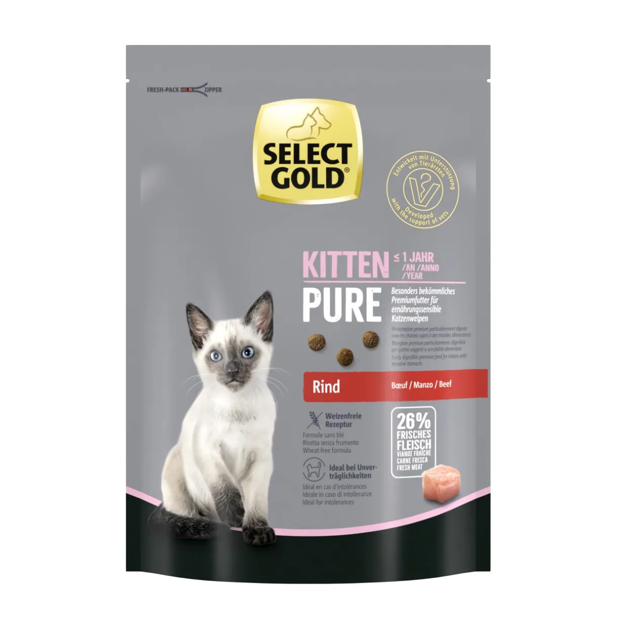 SELECT GOLD Croquettes Pour Chat|Nourriture^Pure Kitten Bœuf 300 g