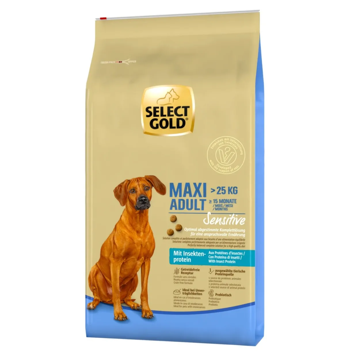 SELECT GOLD Croquettes^Sensitive Maxi Adult insecte 12 kg 12 kg