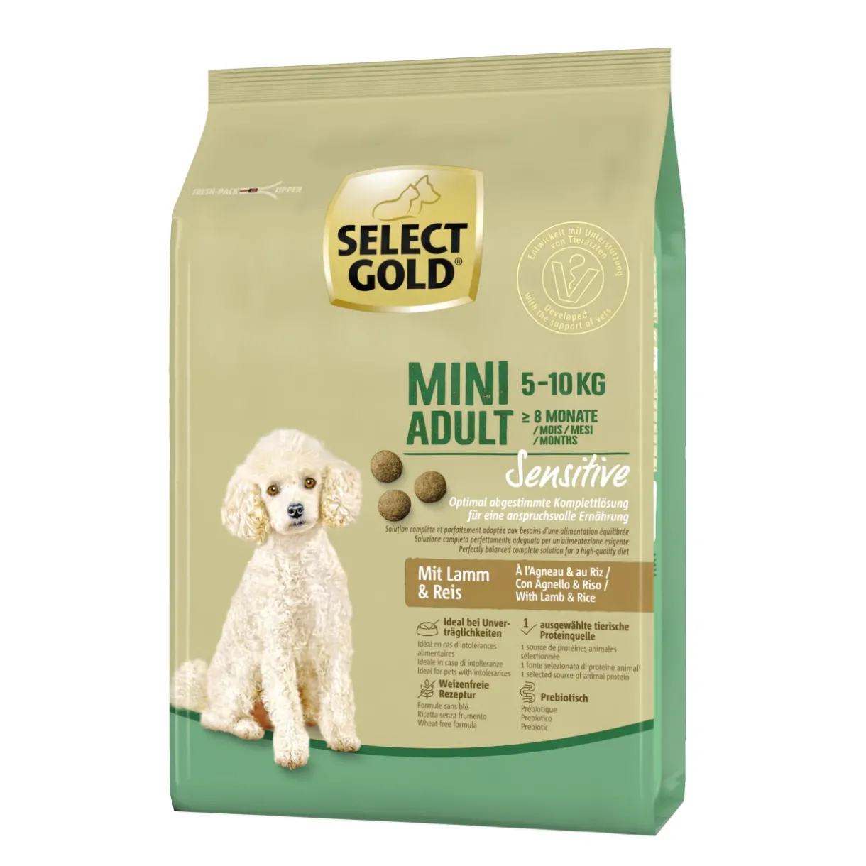 SELECT GOLD Croquettes^Sensitive Mini Adult à l'agneau & au riz 1 kg