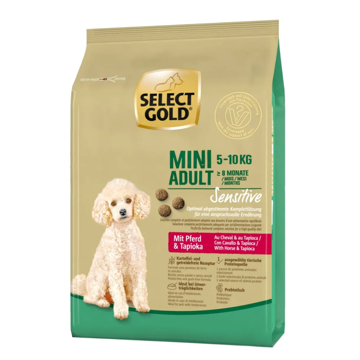 SELECT GOLD Croquettes^Sensitive Mini Adult cheval & tapioca 1 kg