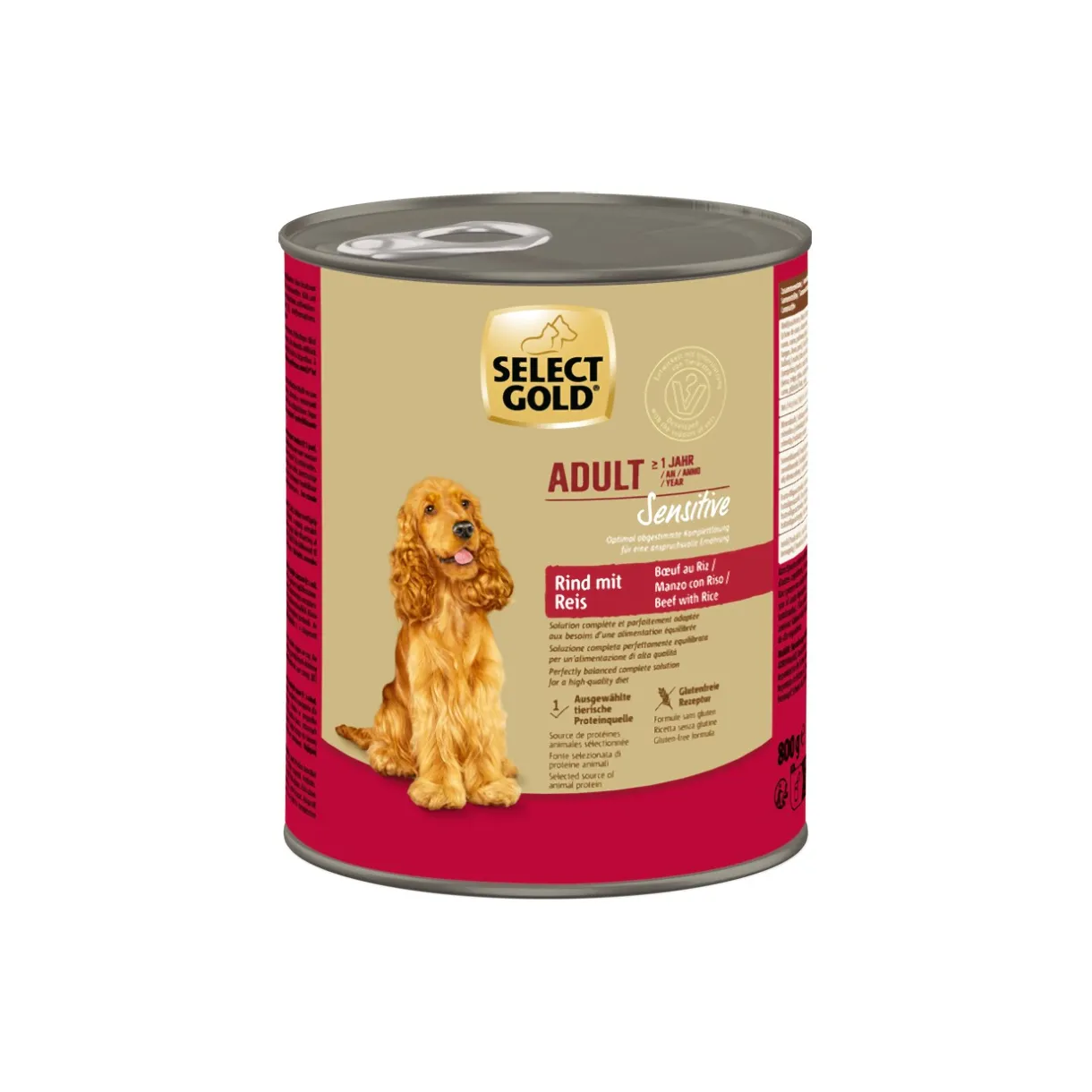 SELECT GOLD Nourriture Humide^Sensitive Nourriture humide Adulte Bœuf au Riz 6x800 g
