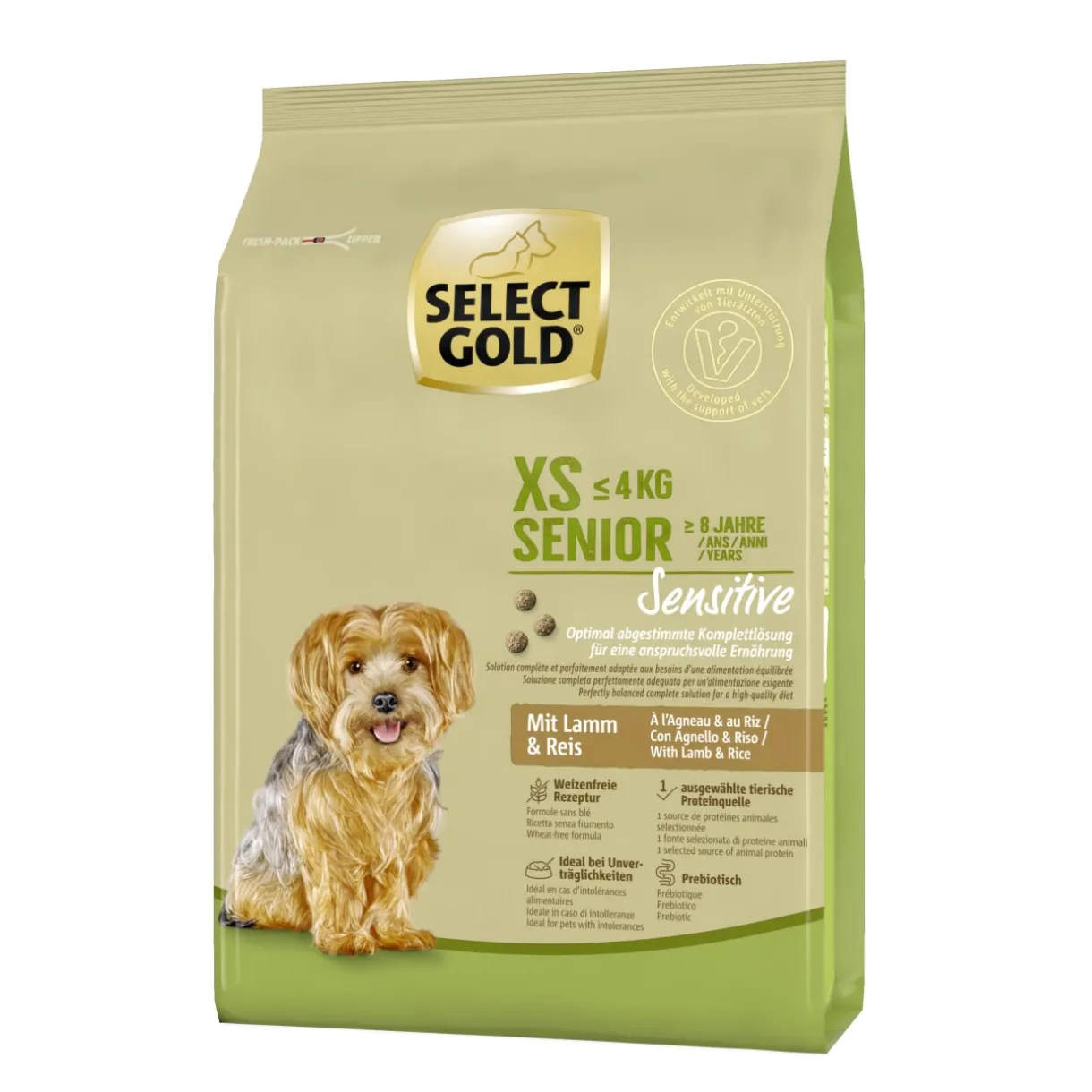SELECT GOLD Croquettes^Sensitive XS Senior Agneau et riz 1 kg