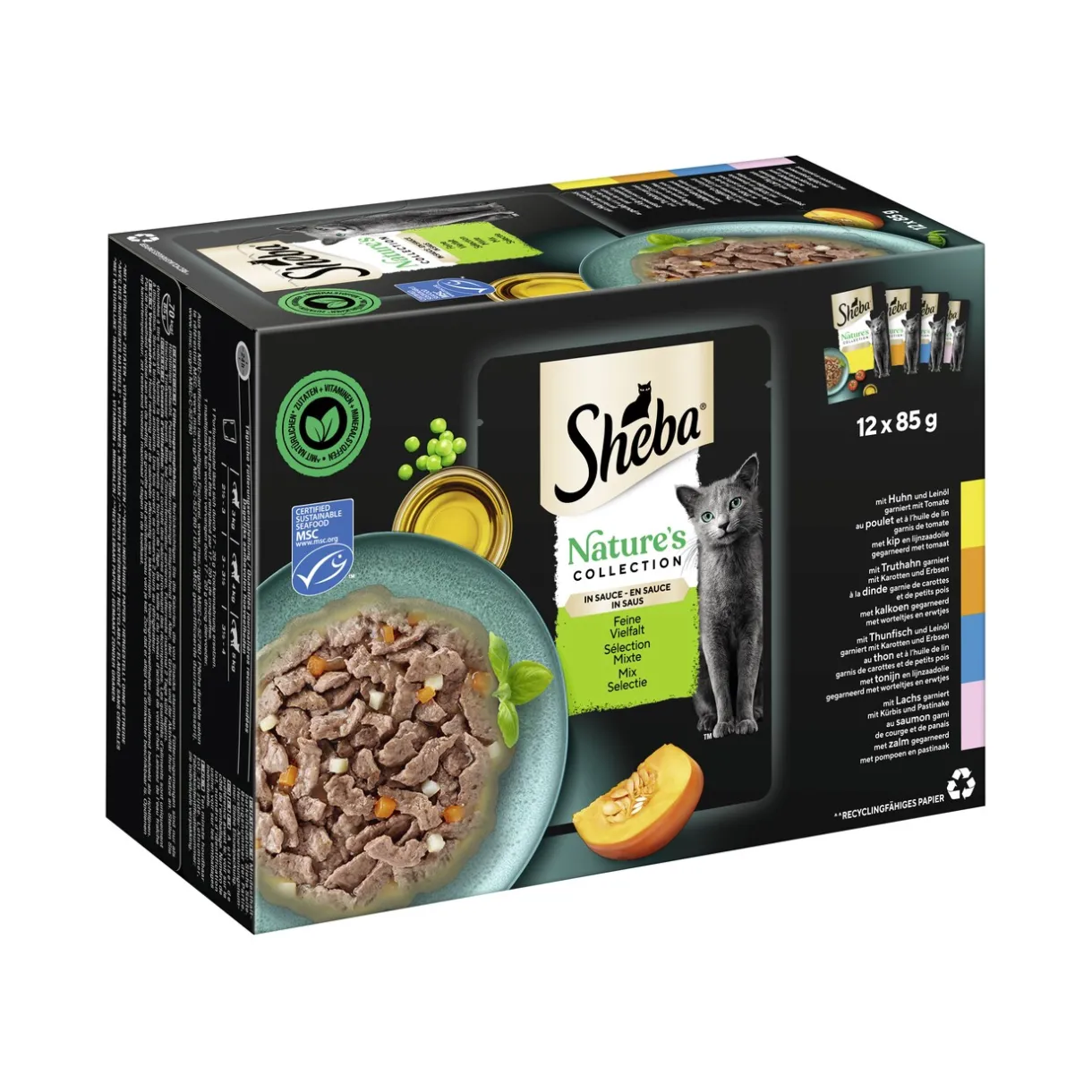 Sheba Nourriture Humide^Nature’s Collection en sauce fine variété 12 x 85 g Feine Vielfalt (MSC)