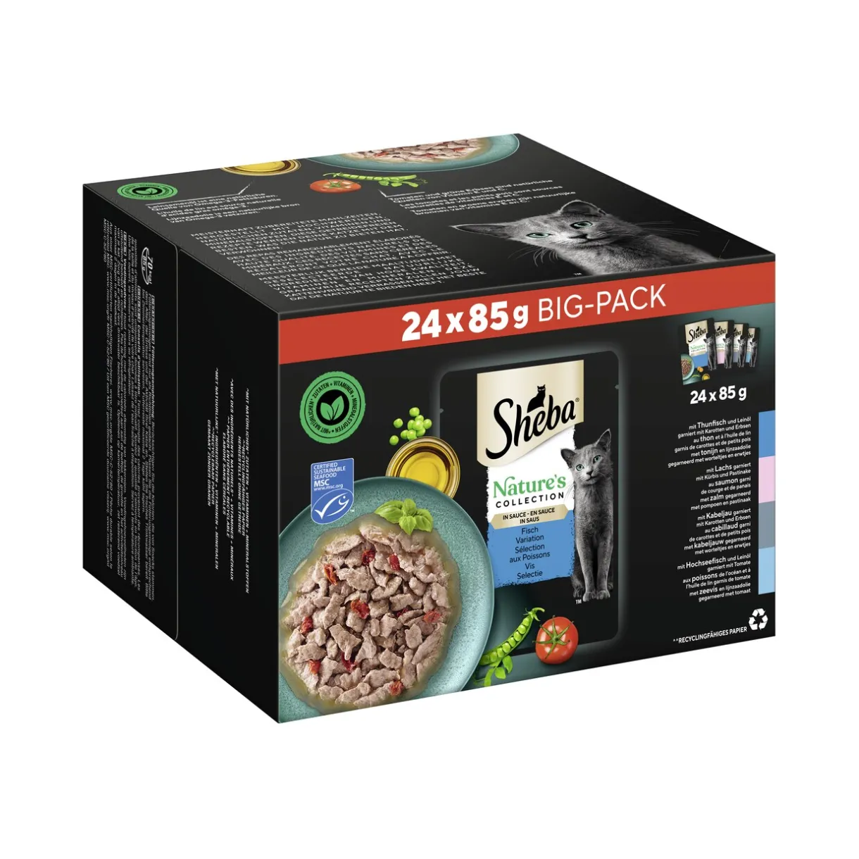 Sheba Nourriture Humide^Variation Nature’s Collection Poisson en Sauce MSC Multipack 24 x 85 g