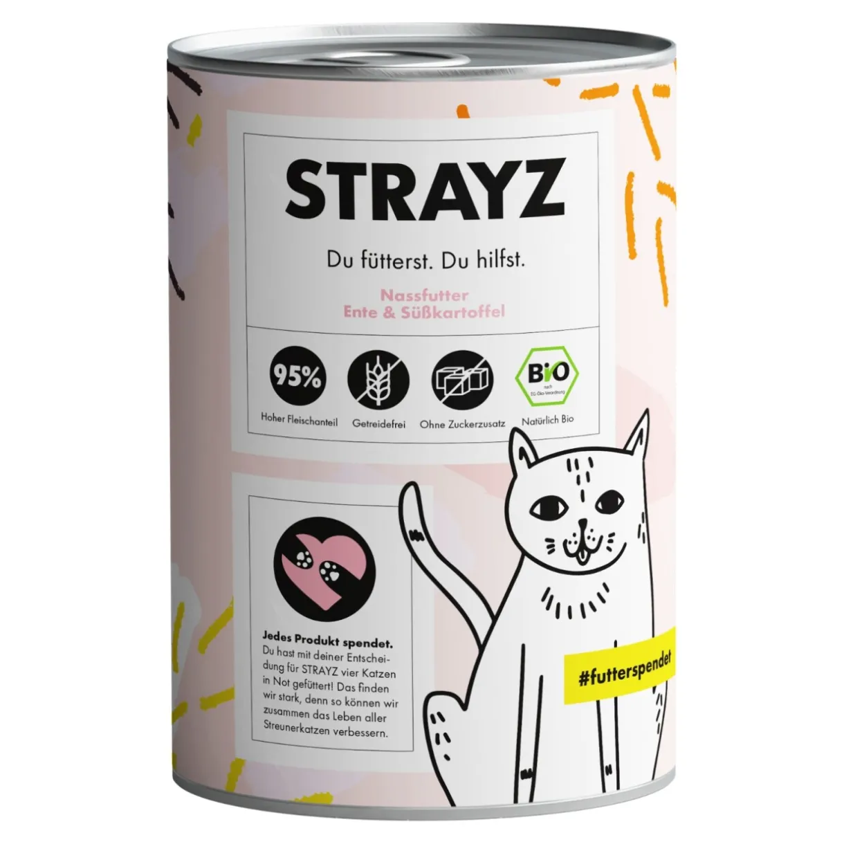 STRAYZ Nourriture Bio^BIO 6x400 g Canard et patate douce