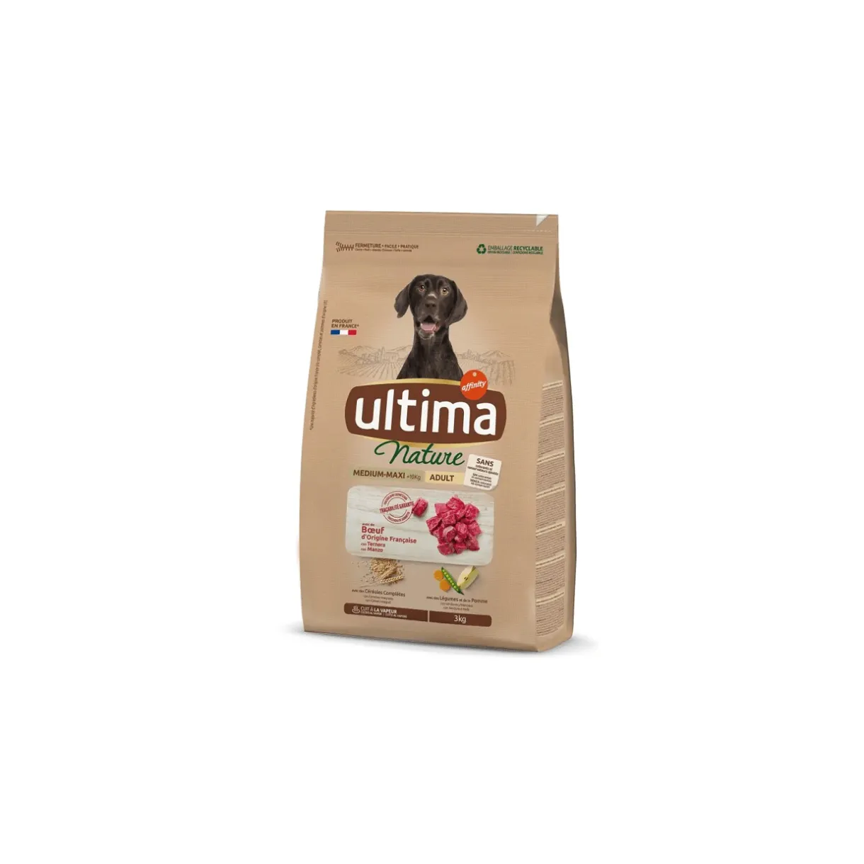 Croquettes^Ultima Nature Medium-Maxi avec du Boeuf 3 kg