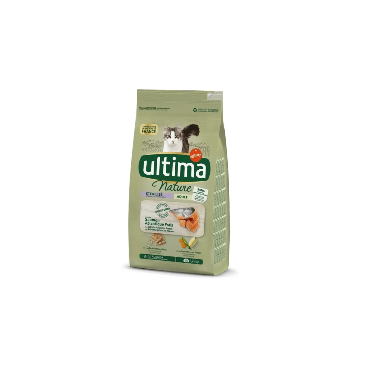 Croquettes Pour Chat^Ultima Nature Stérilisé avec du Saumon 1,25 kg