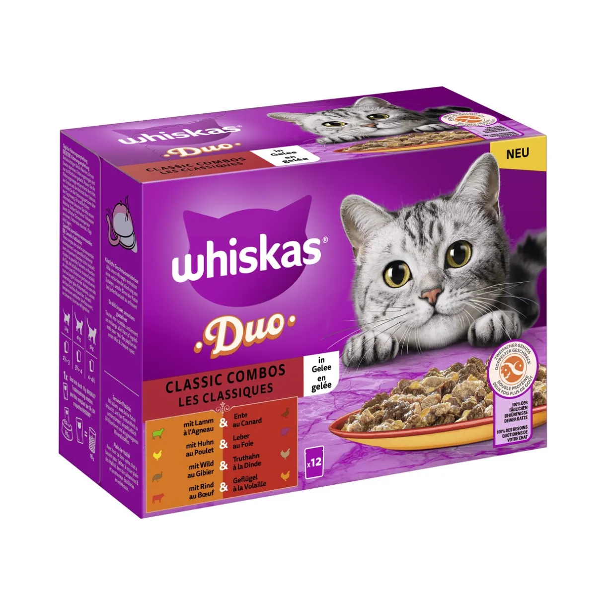 Whiskas Nourriture Humide^Duo Multipack Classic Combos en gelée 12 x 85 g