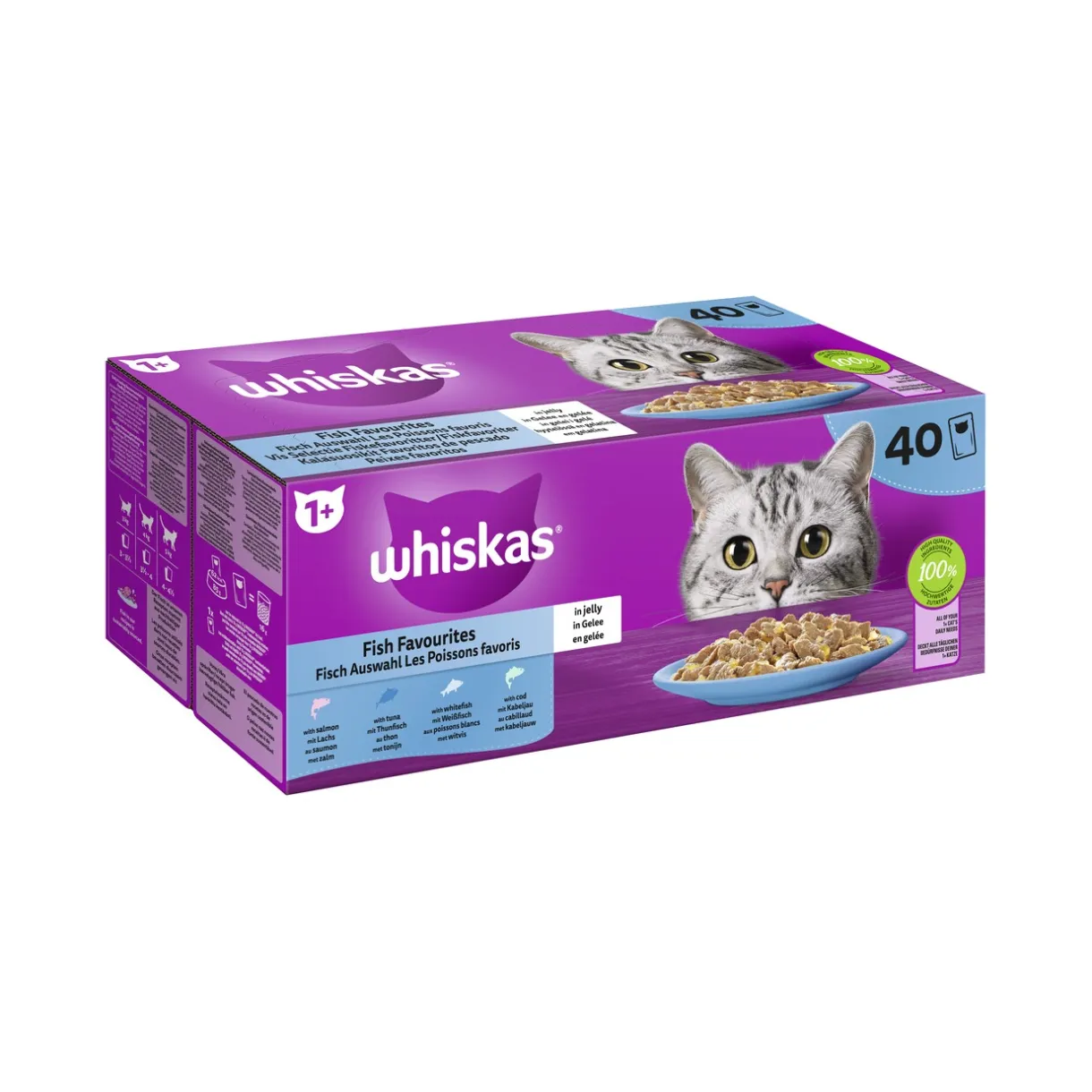 Whiskas Nourriture Humide^Mega Pack 1+ sélection de poisson en gelée 40 x 85 g