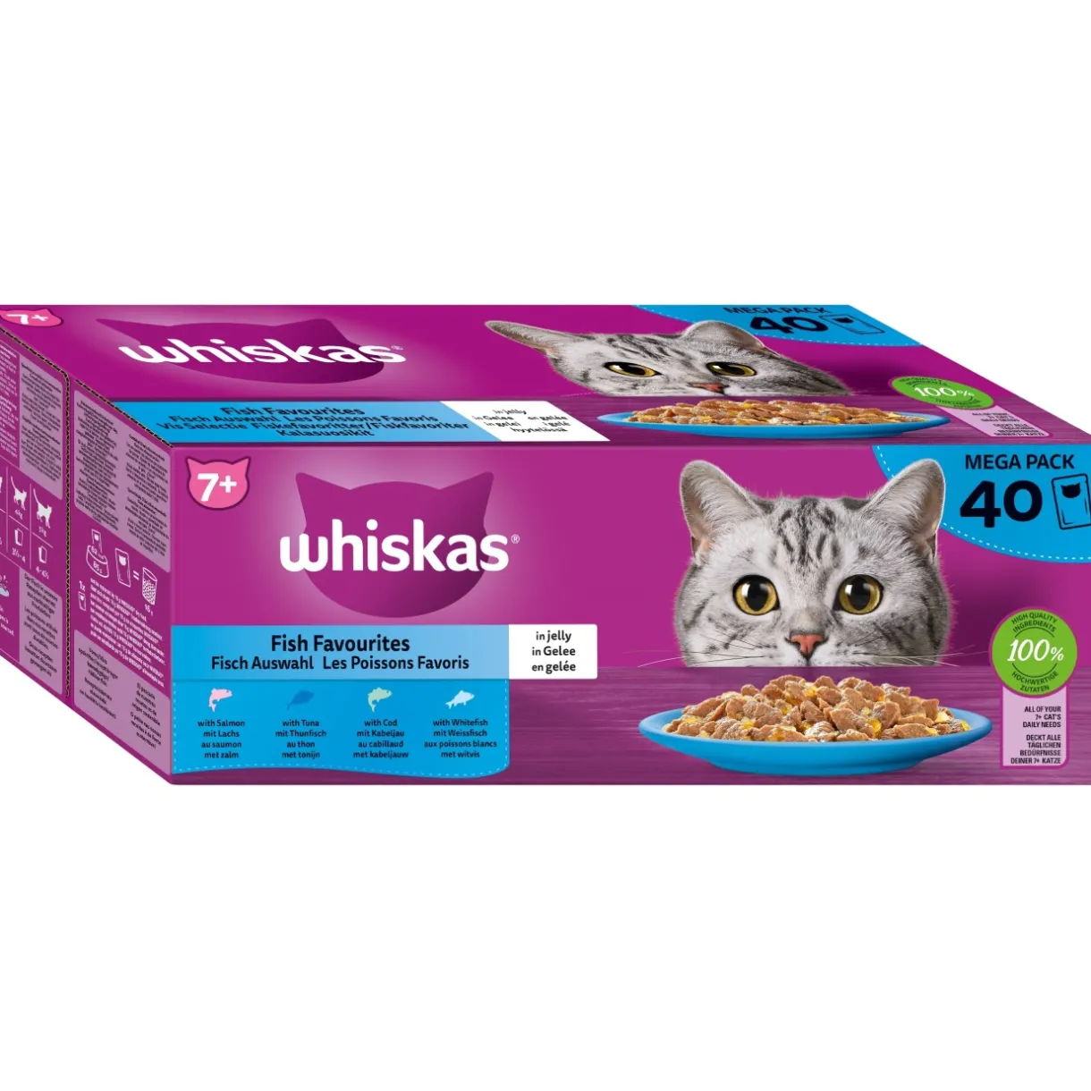 Whiskas Nourriture Humide^Mega Pack 7+ sélection de poisson en gelée 40 x 85 g