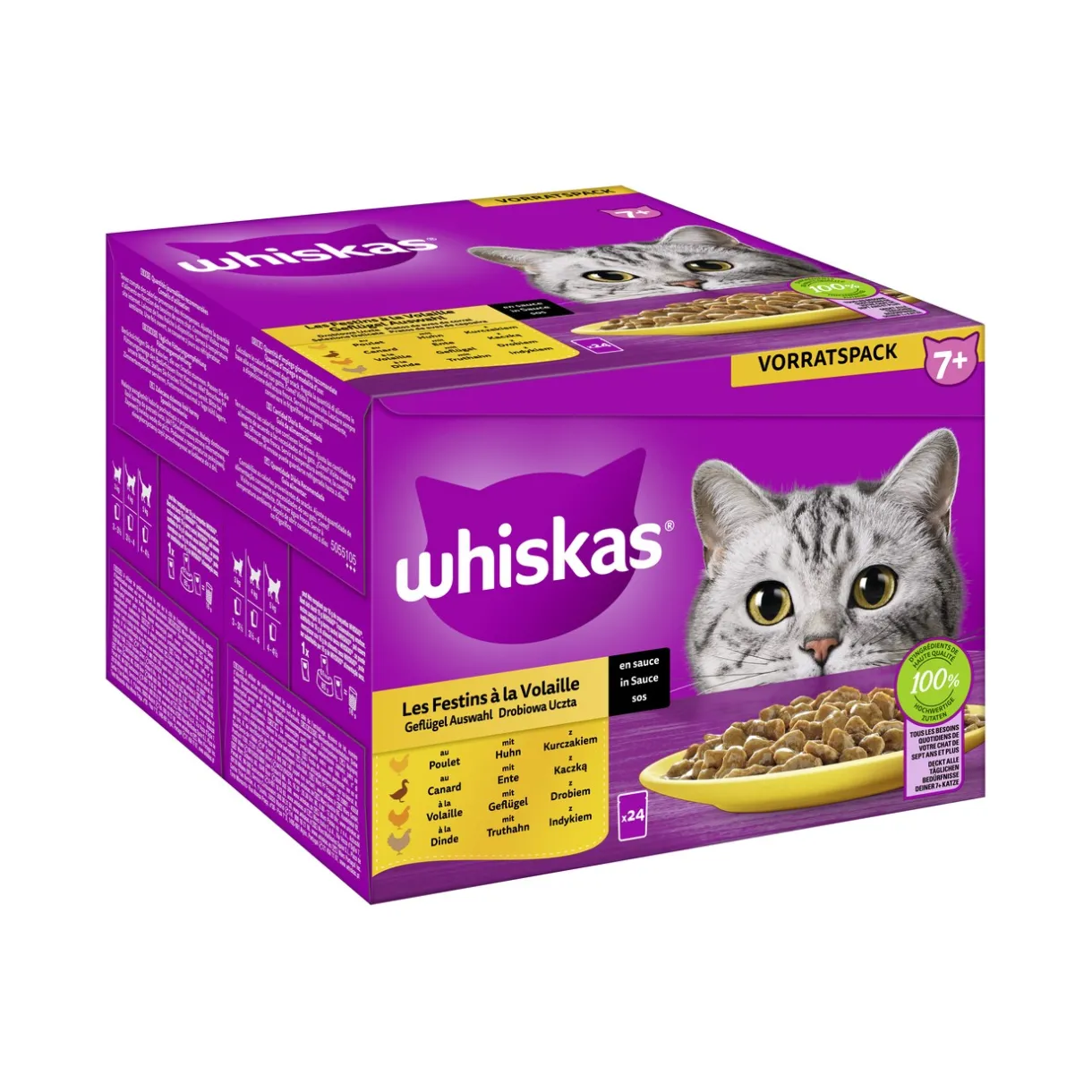 Whiskas Nourriture Humide^Multipack 7+ sélection de volailles en sauce 24 x 85 g
