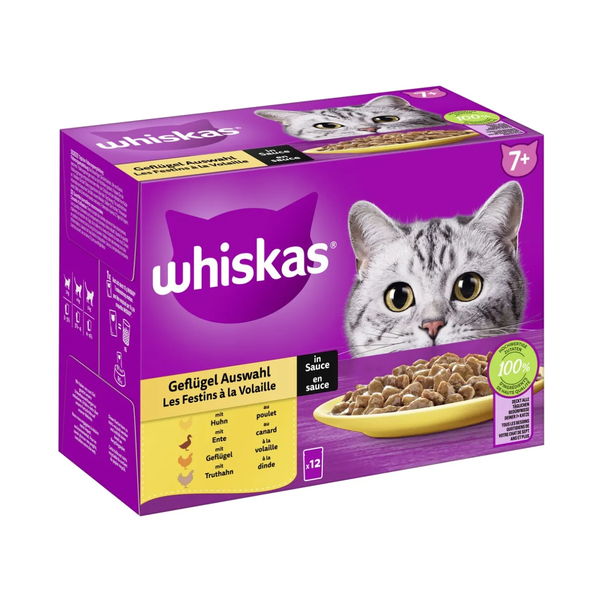 Whiskas Nourriture Humide^Multipack 7+ sélection de volailles en sauce 12 x 85 g