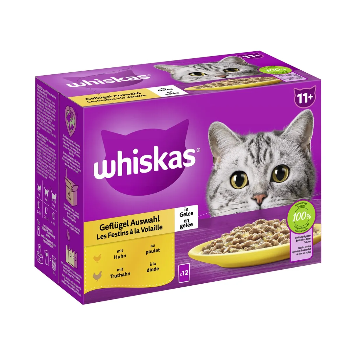 Whiskas Nourriture Humide^Multipack 11+ sélection de volaille en gelée 12x85 g