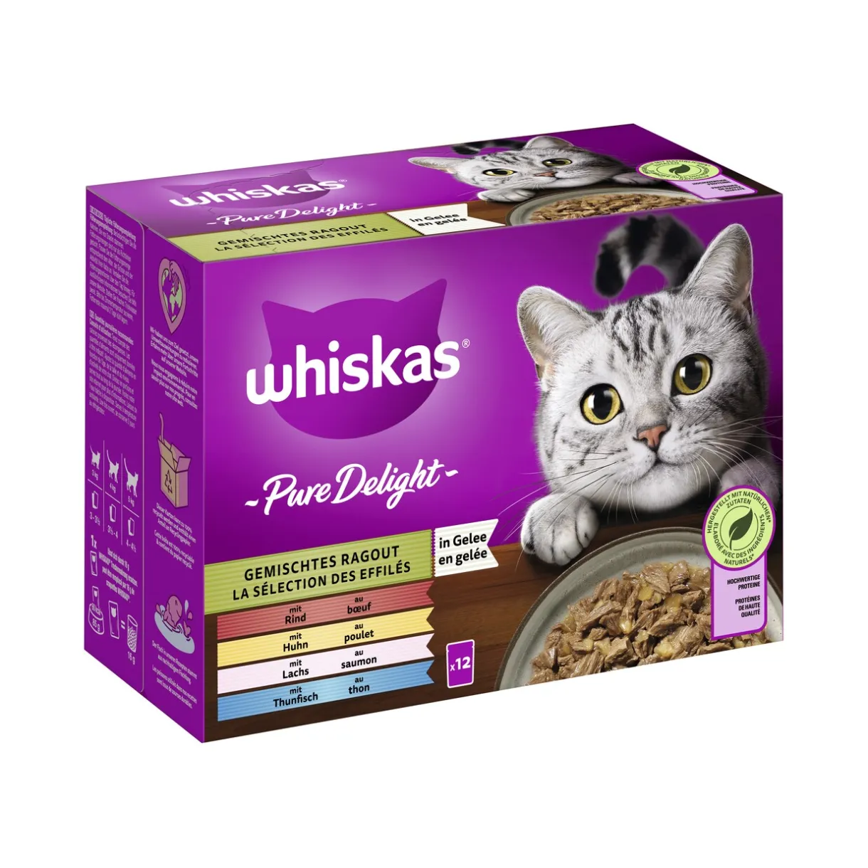 Whiskas Nourriture Humide^Pure Delight Ragoût Mixte en Gelée Multipack 12x85g