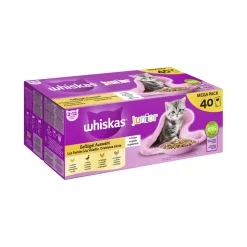 Whiskas Nourriture Humide|Nourriture^Sachet de portion Multipack Mega Pack Junior Volaille Sélection en gelée 40 x 85 g