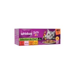 Whiskas Nourriture Humide^Tasty Mix Sachets Fraîcheur Sélection Du Chef En Sauce Pour Chat Adulte 4 Variétés 40 x 85g
