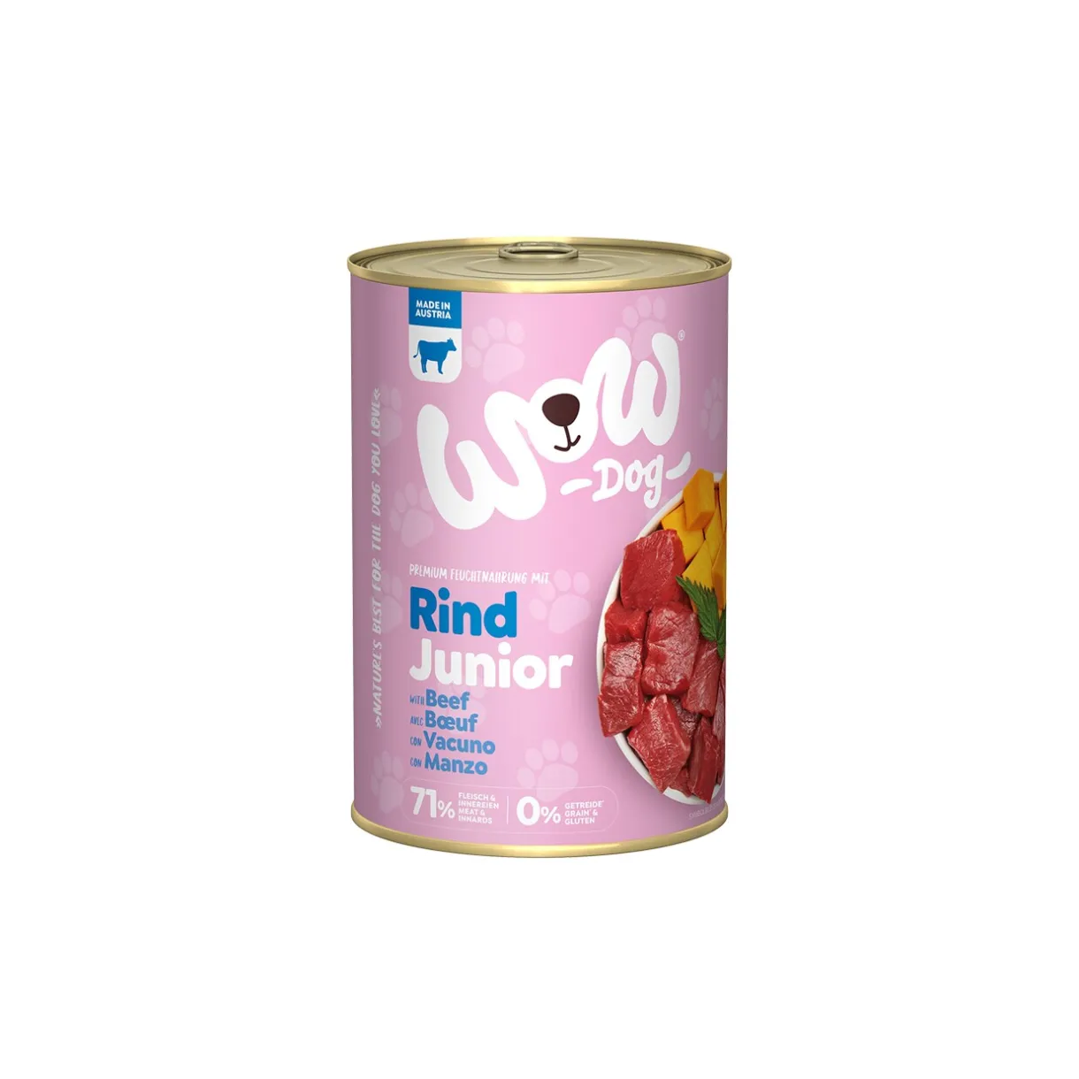 WOW Nourriture Humide|Nourriture^nourriture humide pour chien, Junior 6x400 g Bœuf à la courge